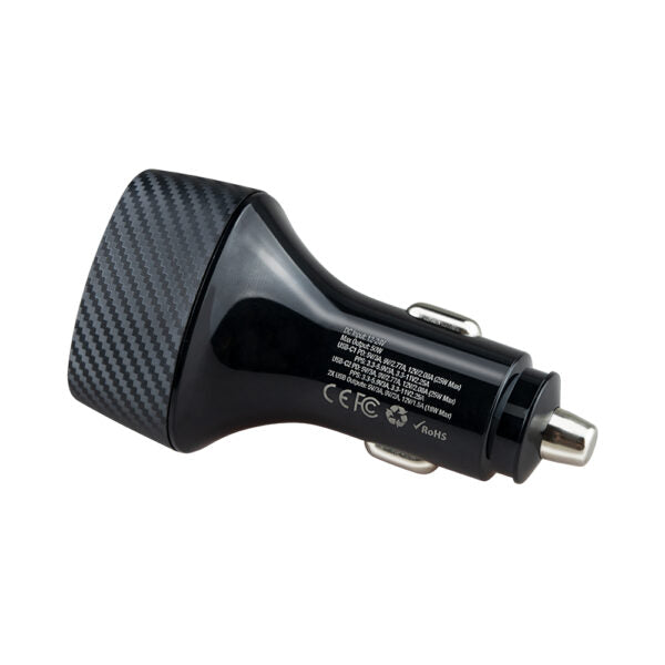 Getrics Auto Ladegerät 50W – 2× USB-C PD + 2× USB-A QC 3.0 | 4-in-1 KFZ Schnellladegerät für iPhone, Samsung, Tablet, Laptop – 12V/24V