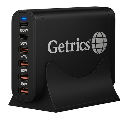 Getrics GaN³ Ladegerät 200W – USB-C & USB-A Schnellladegerät für Laptop & Smartphone